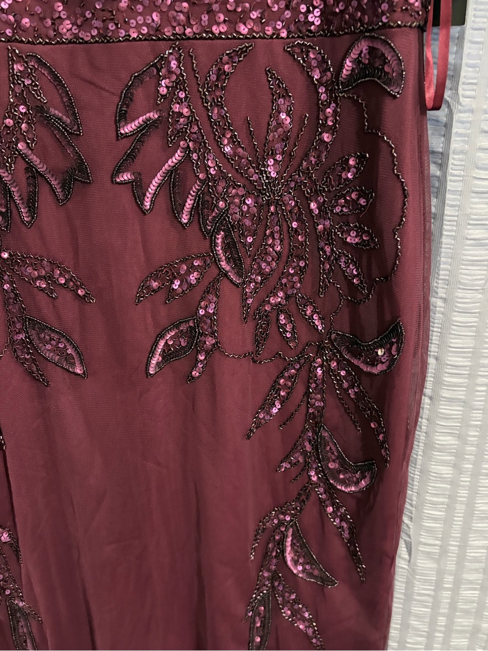 Adrianna Papell Burgundy Sequin Beaded Dress - Picture 3 of 13